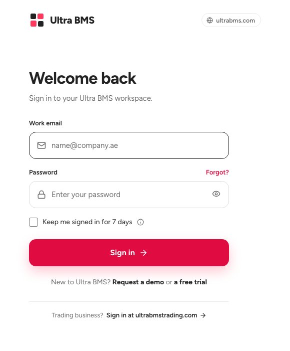 The sign-in page with the Work email and Password fields and the Sign in button